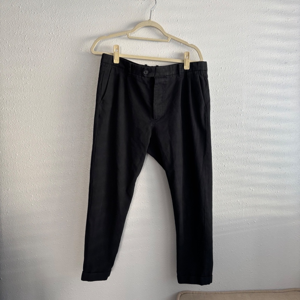 AllSaints Men's Black Tallis Crop Pleated Trousers - Size 32 - Picture 7 of 8
